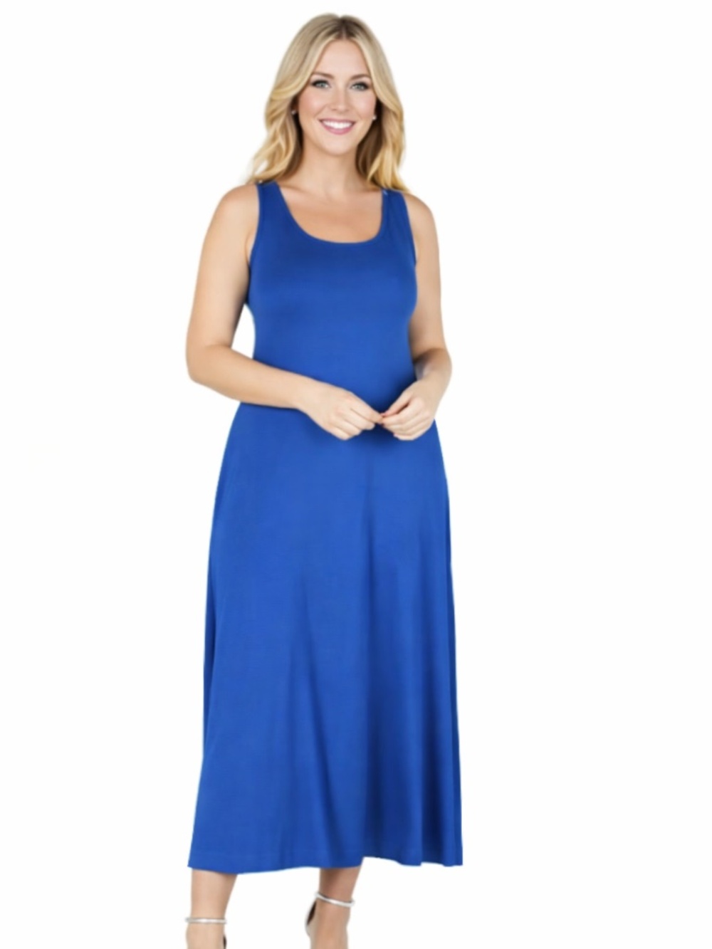 24seven Comfort Apparel Plus Size 3X Simple A-line Tank Maxi Dress NWT/